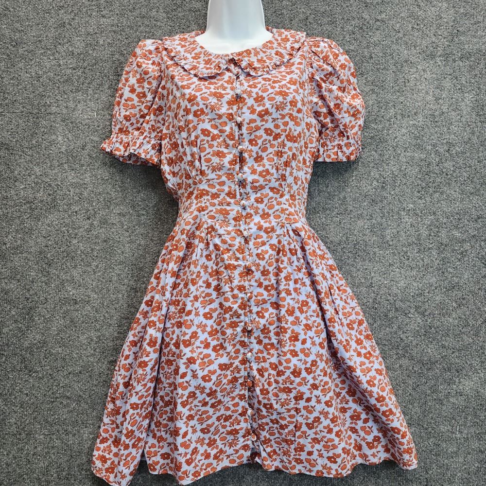 Madewell Womens Floral Peter Pan Collar Puff Sleeve Button Front Mini Size 00